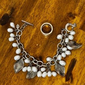 Silpada Sterling Silver Leaves and Pearls Bracelet and Silver ring